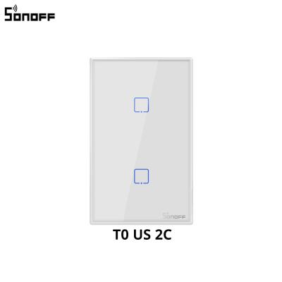 China Timer Switch SONOFF TX T0 USA 2Gang WiFi Smart Wall Touch Lamp Switch Smart Home Control Via Ewelink APP/RF433/Voice/Touch Alexa Google Home for sale