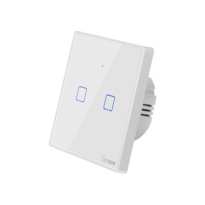 China Wifi Sonoff TX T2 EU 2Gang Wifi Switch 433/RF Wall Light Touch Switch Via Ewelink Works With Alexa Google Home For Smart House for sale