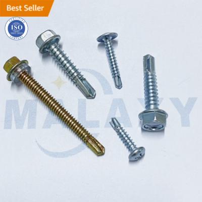 China Pan MALAXY Hex Hex Head Tekscrew Zink Plated Rubber Gasket Self Drilling Tin Screws For Roof for sale