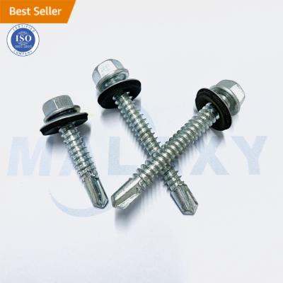 China White Hex Head Self Hex Tek Fiber Cement Rubber Gasket Roofing Pan MALAXY Zinc Drilling Screws for sale