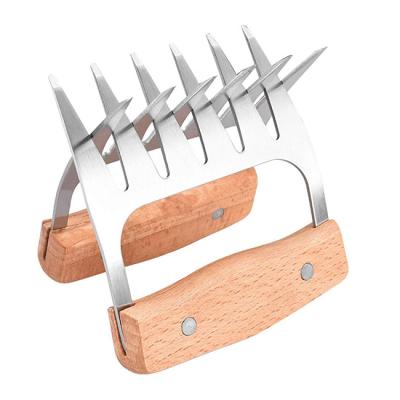 China Easily Cleaned Professional BBQ Shredder Tool Stainless Steel Bear Claws/Chicken Meat Claws With Wooden Handle for sale