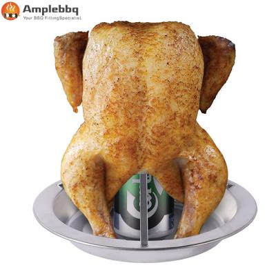 China Easily Cleaned Portable Stainless Steel Beer Can Chicken Rack BBQ Rotisserie for Oven or Grill Smoker for sale