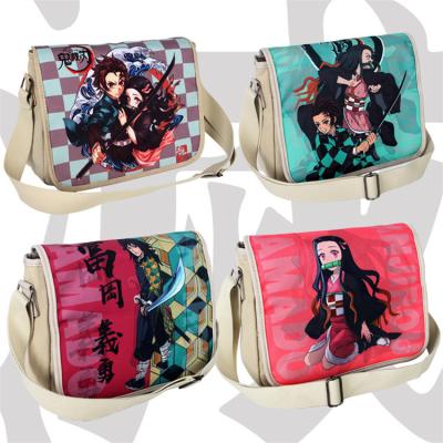 China Canvas Demon Slayer Anime Bags Canvas Shoulder Bag Student Small Cross Body Bag Satchels for sale