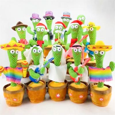 China Hot Selling Talking Cactus Dancing Toy Dancing Cactus For Kids Soft Wholesale Electric Doll Plush Toy for sale