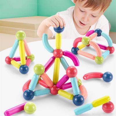 China Child Education Assembly Toys Plastic Magnet Rod And Ball Kids Toys Building Block The Magnet Bar for sale