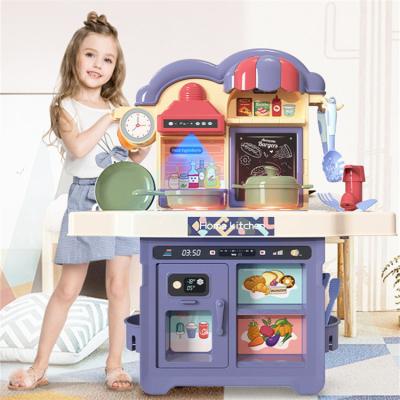 China Sound Effects Small Toy Kitchen Mini Toy Kitchen Miniature Set Free Children DIY Combination Role Play Mini Play House for sale