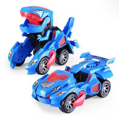 China ABS Plastic Wholesale Electric Robot Deformation Robot Tank Dinosaur Car Music Light Deformation Car Toy For Kids for sale