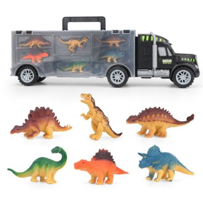 China ABS DIY Plastic Truck Toy Sets Trailer Container Car Dinosaur Transport Car Carrier Toys For Kids Birthday Gift for sale