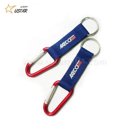 China Wholesale Aluminum Climbing Key Chain Custom Bag Clip Carabiner Logo Short Lanyard for sale