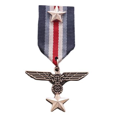 China Hot Cheap Wholesale Custom Metal Army Blank Logo Antique Gold Navy Sales Europe Awards Medal Military Ribbon Costume for sale