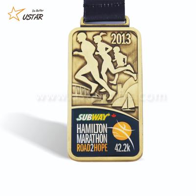 China Custom Europe Ustar Metal Engrave Soft Enamel 3D Marathon Running Sports Award Medal Maker for sale