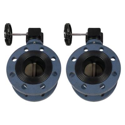 China Industrial Size Standard Cast Iron Double Eccentric Flange Butterfly Valve for sale