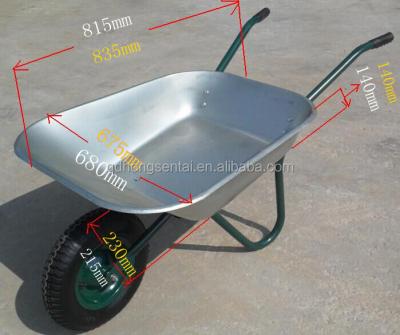 China Costruction wheelbarrow galvanized tray Russian and Ukraine market with one wheel wheelbarrow wb6204 for sale