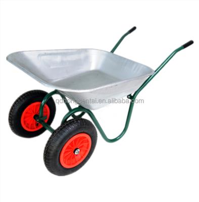 China Cheap price Russia market two wheel 65l wheel barrow galvanized steel garden wheelbarrow WB6410 for sale