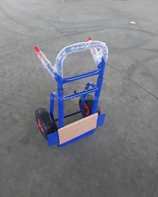 China Durable trolley with two wheels carretilla hand trolley with PU wheel France market HT1426 model for sale