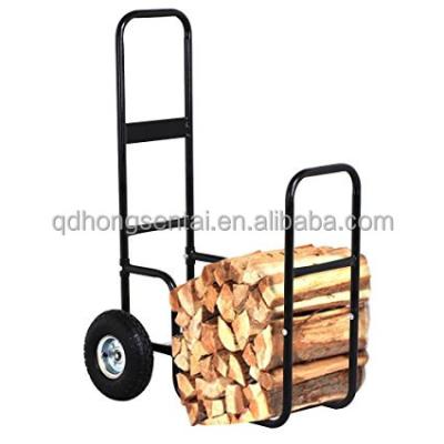 China Outdoor Indoor Firewood Two Wheels Rolling Large Firewood Log Carrier for sale