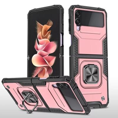 China Shockproof For Samsung Galaxy Z Flip 4 Ring Holder Stand Case Kickstand Hard Cell Phone Case for sale