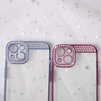 China Luxury Shockproof Diamond Glitter Phone Case For iPhone 14 13 TPU Soft Cell Phone Cover Electroplating Case for sale