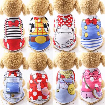 China Wholesale Custom Stocked Apparel Accessories Spring Teddy Bear Mesh Print Strap Cat Vest Pet Clothes Summer Dog for sale