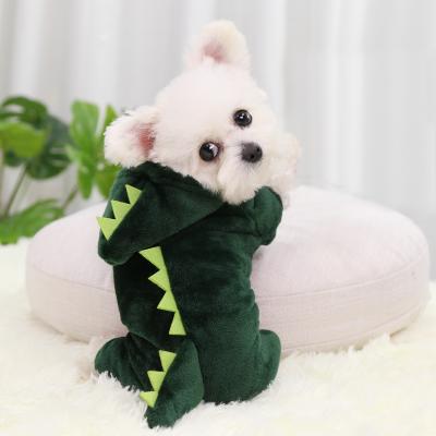 China Viable Wholesale Dinosaur Dog Clothes Four Legged Transformed Designer Apparel Pet Cat Dog Warm Clothes for sale