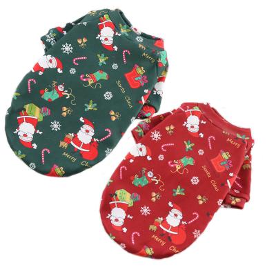 China New Full Print Stocked Santa Cotton Sweater For Medium Large Dog Clothes Winter Christmas Pet Clothing for sale