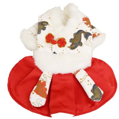 China Winter New Year ropa de perro new year koi skirt dog dress pet clothes dog christmas dress warm stocked pet dress for sale