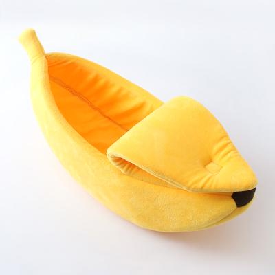 China Breathable Puppy Kennel Cat Bed House Cute Banana Banana Pet Bed Warm Soft Cat Supplies For Cats Kittens for sale