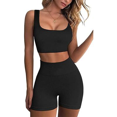 China Breathable Women Workout Wear Yoga Wear Fitness Wear Yoga Two Piece Set In Solid Color Women Yoga Wear for sale