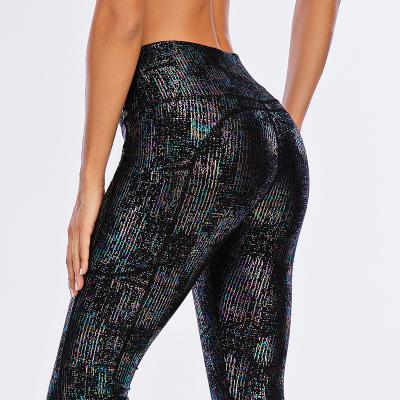 China Breathable 2022 new colorful vertical yoga pants are high-elastic hot printed high-hip high-waist fitness wear for sale