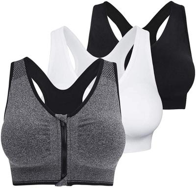 China 2022 new fashion QUICK DRY women zip up fitness sports bra rim not support yoga plus size bra for sale