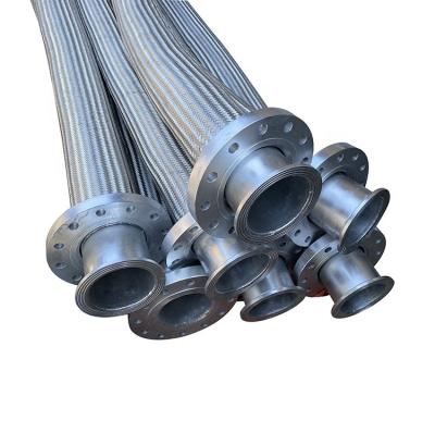 China Corrosion resistance low/high temperature resistance stainless steel wire braided flexible expansion joint corrugated metal hose with flange for sale