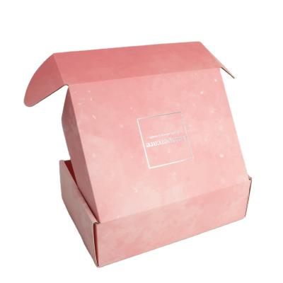 China Recyclable Customized Corrugated Logo Pink Packaging Folding Box Apparel Shipping Boxes Mailer Boxes With Logo for sale