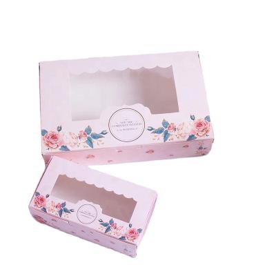 China Recycled Materials Customized LOGO With Window Rose Gift Box For Candy Cookie Cupcake Packaging Box for sale