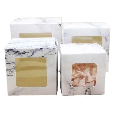 China Recycled Materials Customized LOGO Environmental Protection Transparent Window Packaging Box Cupcake Folding Box for sale