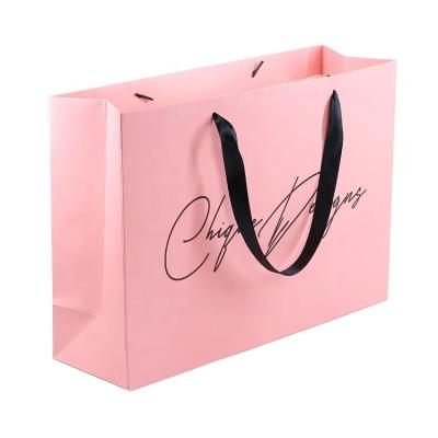 China Recyclable Custom Logo Bag Gift Bag Luxury Paper Shopping Bag With Ribbon for sale