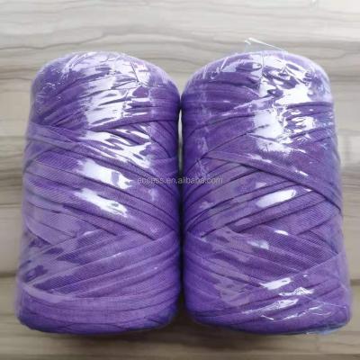 China 2020 100%Polyester Stretch Sustainable Hand Knitting Style T Shirt Yarn Spaghetti Yarn For Bag for sale