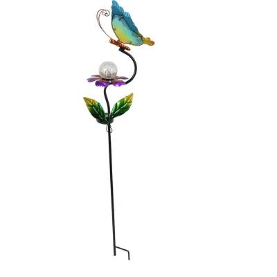 China Farmhouse Liffy Garden Decor Flower Landscape Lighting Solar Patio Decoration Metal Butterfly Garden Stake for sale