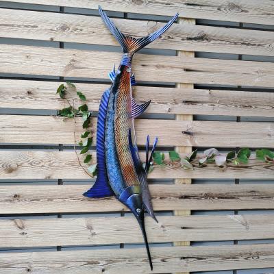 China Wholesale Liffy Handmade Metal Tuna Wall Art Hanging Colorful Glass Decoration the Garden or Yard for sale