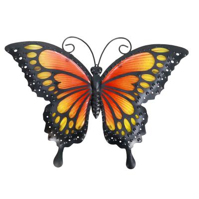 China Art Decor Colorful Butterfly Garden Yard Decoration Wall Hanging Art Ornaments Metal Wall Craft for sale