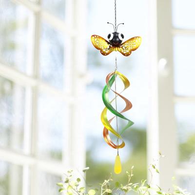 China Hanging Decoration Garden Decor Customized High Quality Honey Bee Design Wind Spinner Hanging Decor for sale