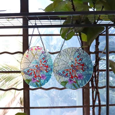 China Outdoor Indoor Digital Wall Art Decor Liffy Garden Decor Printing Butterfly Glass Sun Catcher Hanging for sale