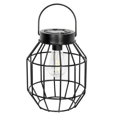 China New Modern Design Patio Decor Black Light Solar Hanging Solar Lantern for sale