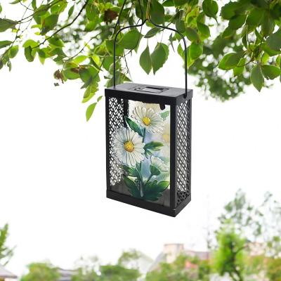 China Daisy Design Hand Painting Factory Modern Outdoor Solar Light Supply Solar Lantern Light for sale