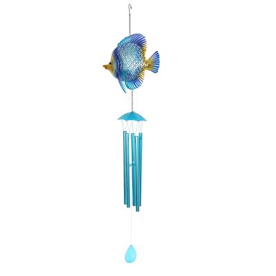 China 2022 New Metal Hanging Garden Decor Coastal Handcrafted Coastal Fish Shape Wind Chime for sale