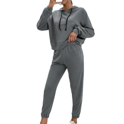 China Loose Casual Sweater Sweatshirt Tracksuits 2 Sets Two Piece Hooded Fitness Women Gym Breathable Sweatpants With Pocket for sale