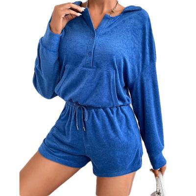 China Autumn Breathable Hoodies With Pocket Women Joggers Suits Hood Sweatsuit Long Sleeves Short Pants Sets For Women Two Pieces for sale