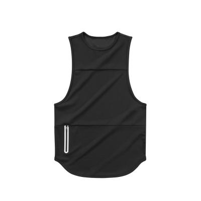 China Viable hot sale quick-drying polyester muscle gym workout fitness tank top men with zipper pocket for sale