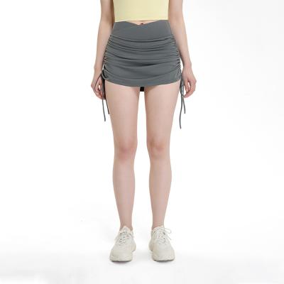 China High Waisted Women's Fashion Active Shorts Drawstring Knee Length Short Skirt Breathable Sporty Running Golf Tennis Skirt for sale