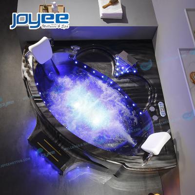 China JOYEE Computer Control Led Waterfall Massage Spa Black Air Bubble Corner Double 2 Person Acrylic Whirlpool Shower for sale