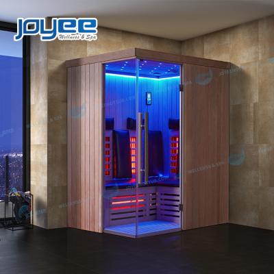 China JOYEE Control Panel Red Cedar Scented Wood Corner Home Ozone 2 Computer 3 4 Person Portable Sauna Infrared Sauna Rooms Polen In for sale